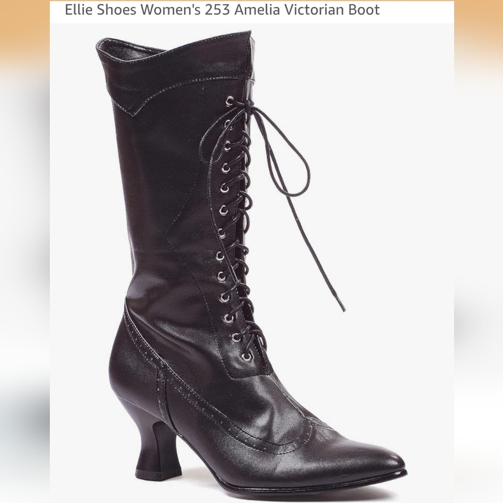 Pre-owned Women's Size 8, Black, Victorian Ellie 253-Amelia Boots
